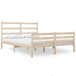 Foto van The living store houten bedframe - grenenhout - 195.5 x 126 x 100 cm - lattenbodem - hoofdeinde