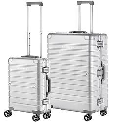 Foto van Carryon kofferset uld - luxe aluminium handbagage koffer 55cm + 76cm grote reiskoffer - zilver