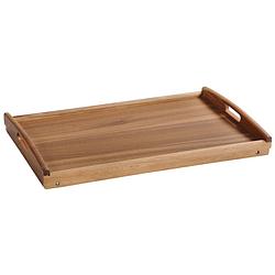 Foto van Fsc® acacia houten inklapbare bedtafel voor op bed met dienblad -