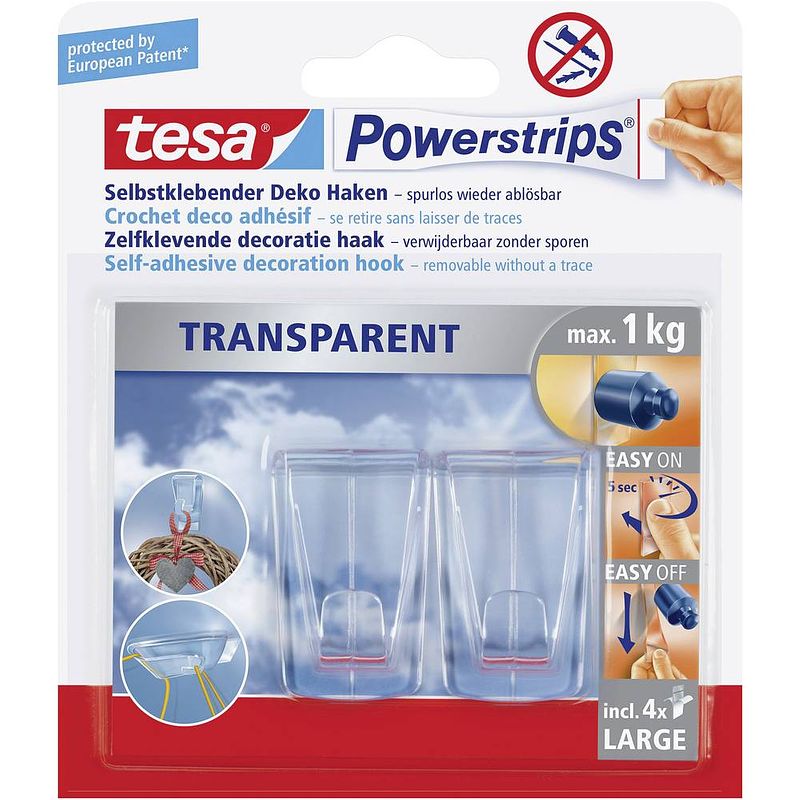 Foto van Tesa powerstrips® tesa powerstrips haken transparant transparant