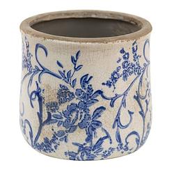 Foto van Clayre & eef blauwe decoratie bloempot ø 17*16 cm 6ce1396l