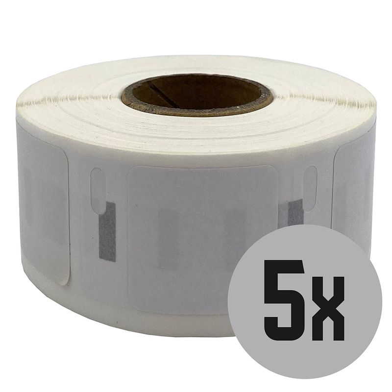 Foto van Dula dymo compatible labels - wit - s0929120 - vierkante etiketten - 5 rollen - 25 x 25 mm - 750 labels per rol