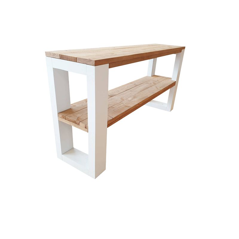 Foto van Wood4you - sidetable neworleans roastedwood - - wit - eettafels 200 cm - bijzettafel