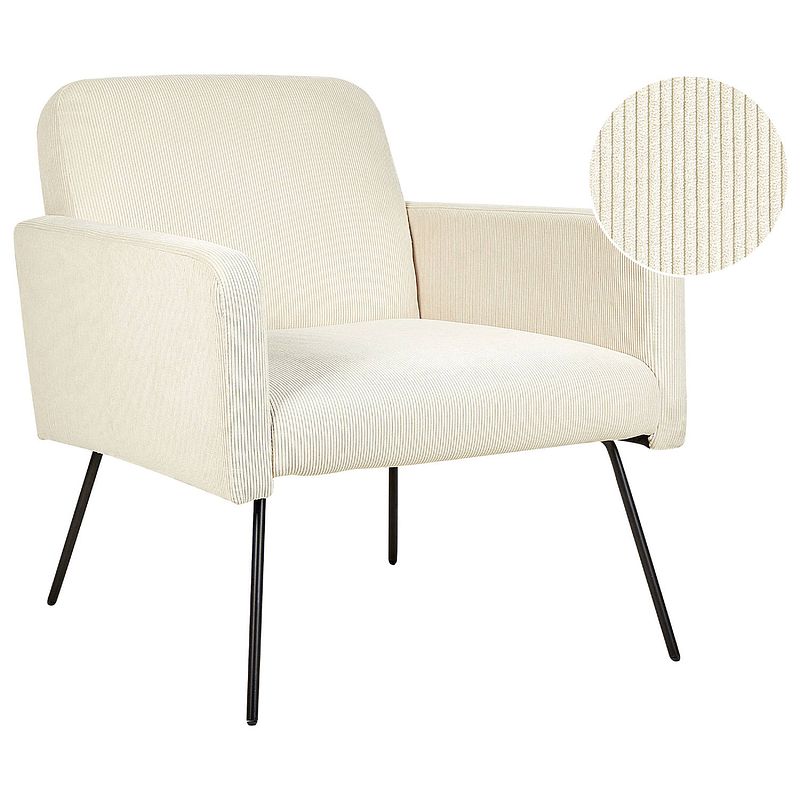 Foto van Beliani narken - fauteuil-beige-corduroy