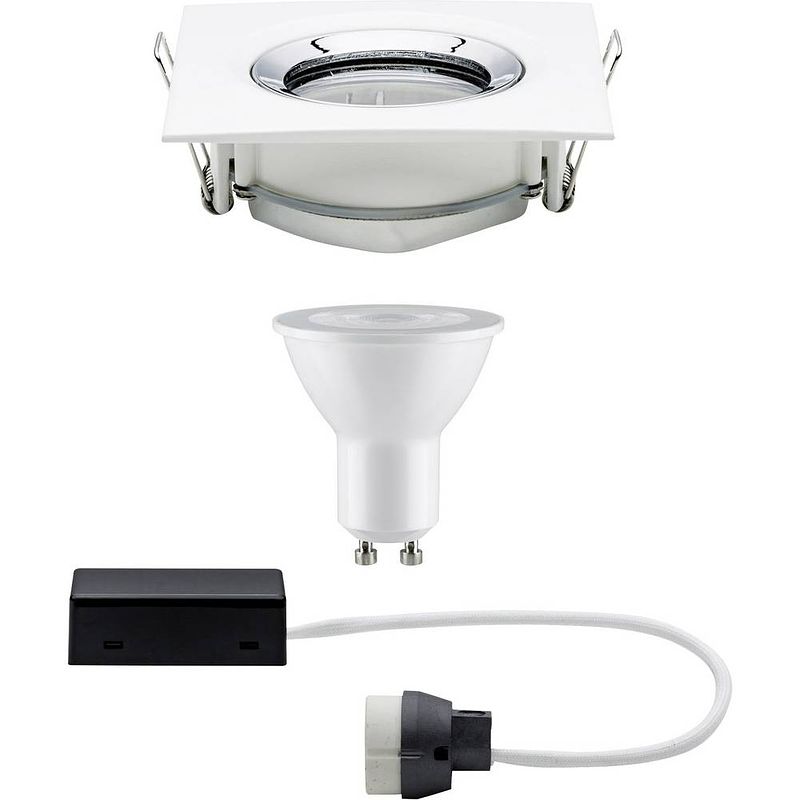 Foto van Paulmann nova inbouwlamp voor badkamer set led gu10 7 w ip65 wit (mat), chroom