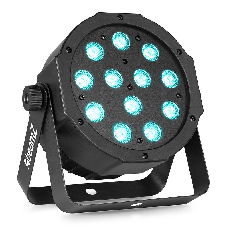 Foto van Led par - beamz slimpar37 - dmx led discolamp met 12 led'ss van 4w - rgbw - incl. afstandsbediening