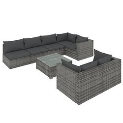 Foto van Vidaxl 8-delige loungeset met kussens poly rattan grijs