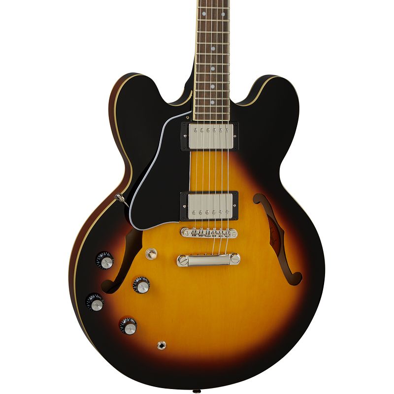 Foto van Epiphone es-335 lh vintage sunburst linkshandige semi-akoestische gitaar