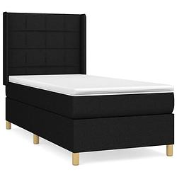 Foto van The living store boxspringbed - pocketvering - middelharde ondersteuning - zwart - 203x93x118/128 cm - inclusief matras