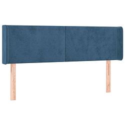 Foto van The living store hoofdbord - bedombouw - 147 x 16 x 78/88 cm - donkerblauw - fluweel