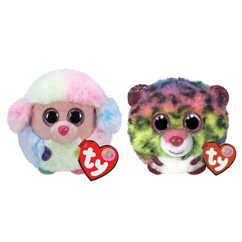 Foto van Ty - knuffel - teeny puffies - rainbow poodle & dotty leopard