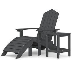 Foto van The living store adirondack tuinstoel - antraciet - hdpe - 73x83x92 cm - met voetenbank