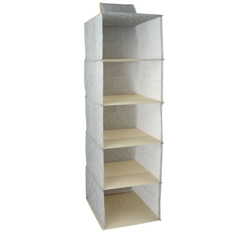 Foto van Msv kast organiser - hangend - 5 vakken - 28 x 28 x 95 cm - grijs - opbergmanden