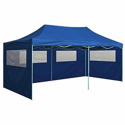 Foto van Vidaxl partytent met 4 zijwanden inklapbaar 3x6 m staal blauw