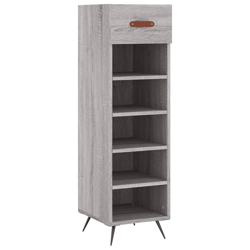 Foto van The living store schoenenkast - grijs sonoma eiken - 30 x 35 x 105 cm - duurzaam materiaal