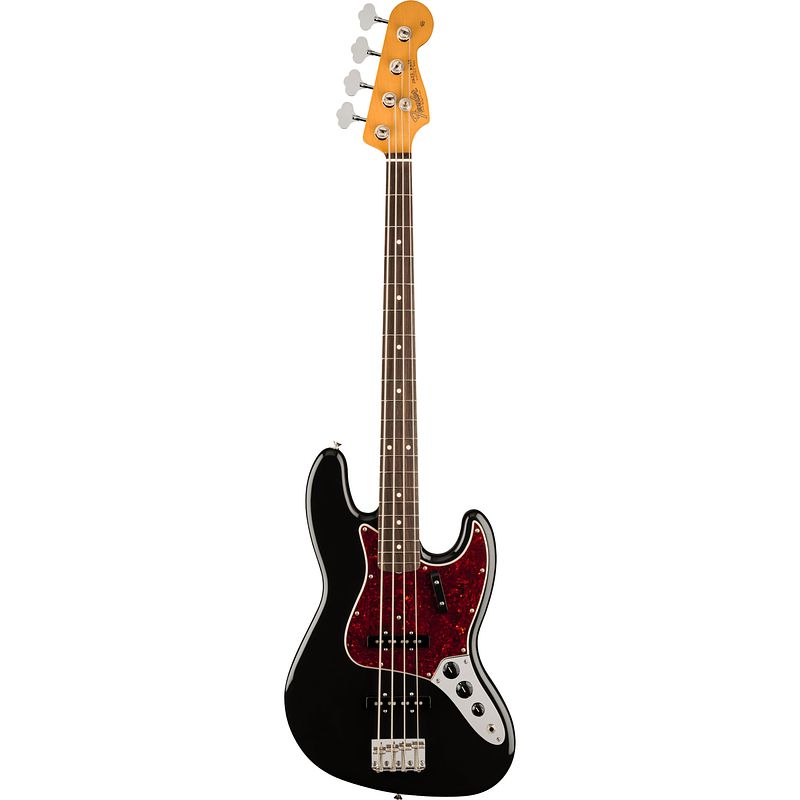 Foto van Fender vintera ii 60s jazz bass rw black elektrische basgitaar met deluxe gigbag