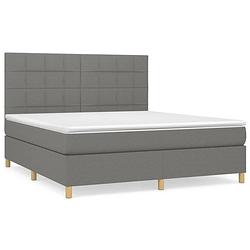 Foto van The living store boxspringbed - comfort - bed - 203x180x118/128 cm - donkergrijs