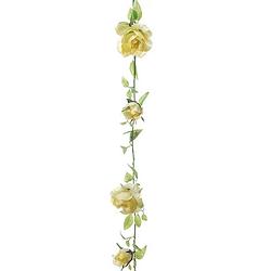 Foto van Louis maes kunstplant bloemenslinger rozen - geel/groen - 225 cm - kunstbloemen - kunstplanten