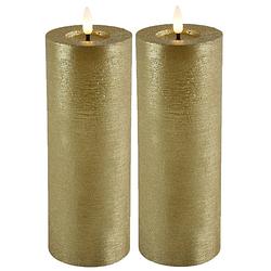 Foto van Countryfield lyon led kaarsen - 2x - goud - d7,5 x h20 cm - timer - led kaarsen
