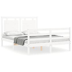 Foto van The living store bedframe - massief grenenhout - 205.5 x 125.5 x 100 cm - multiplex lattenbodem