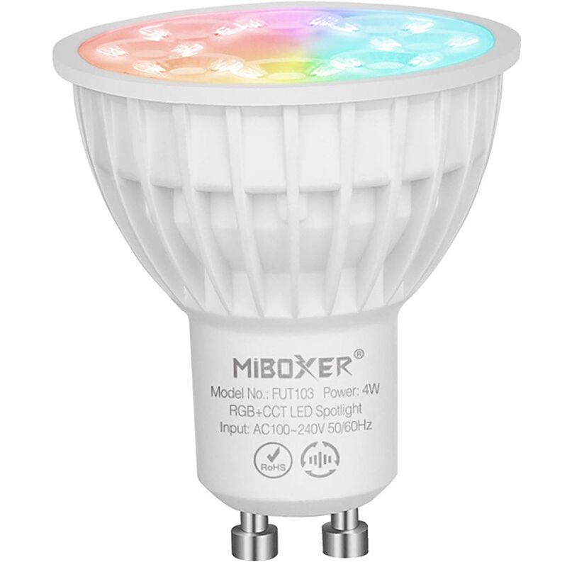 Foto van Mi-light miboxer - led spot - smart led - wifi led - slimme led - 4w - gu10 fitting - rgb+cct - aanpasbare kleur -
