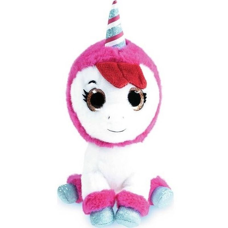 Foto van Studio 100 knuffel k3 unicorn met muziek 20 cm wit/roze