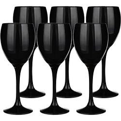 Foto van Glasmark wijnglazen - 12x - black collection - 300 ml - glas - wijnglazen