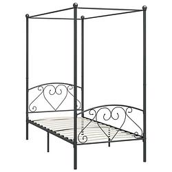 Foto van The living store hemelbedframe - metaal - grijs - 209 x 97.5 x 198 cm - geschikte matras- 90 x 200 cm