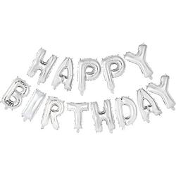 Foto van Wefiesta folieballon happy birthday 300x300x36 cm zilver