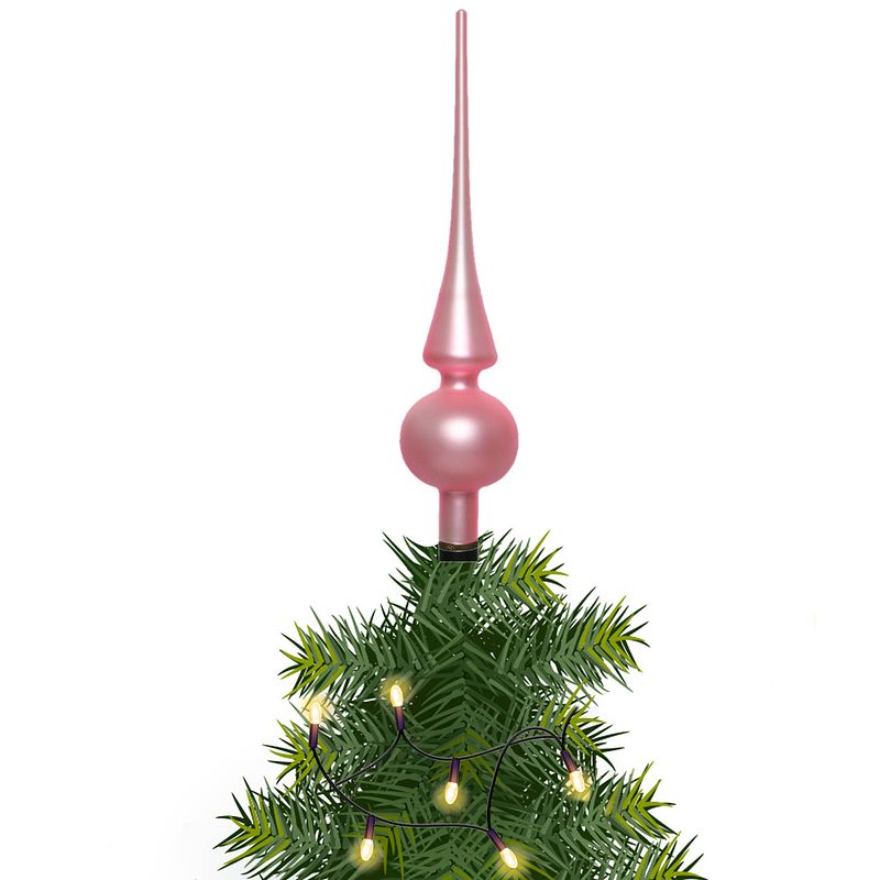 Foto van Kerstboom glazen piek bubblegum roze mat 26 cm - kerstboompieken