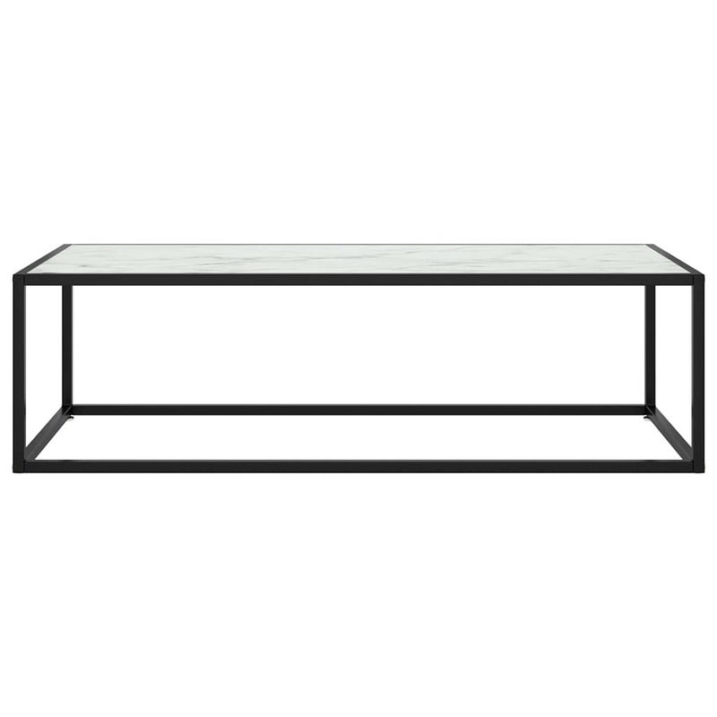 Foto van The living store salontafel - zwart en wit - 120 x 50 x 35 cm - gehard glas en gepoedercoat staal