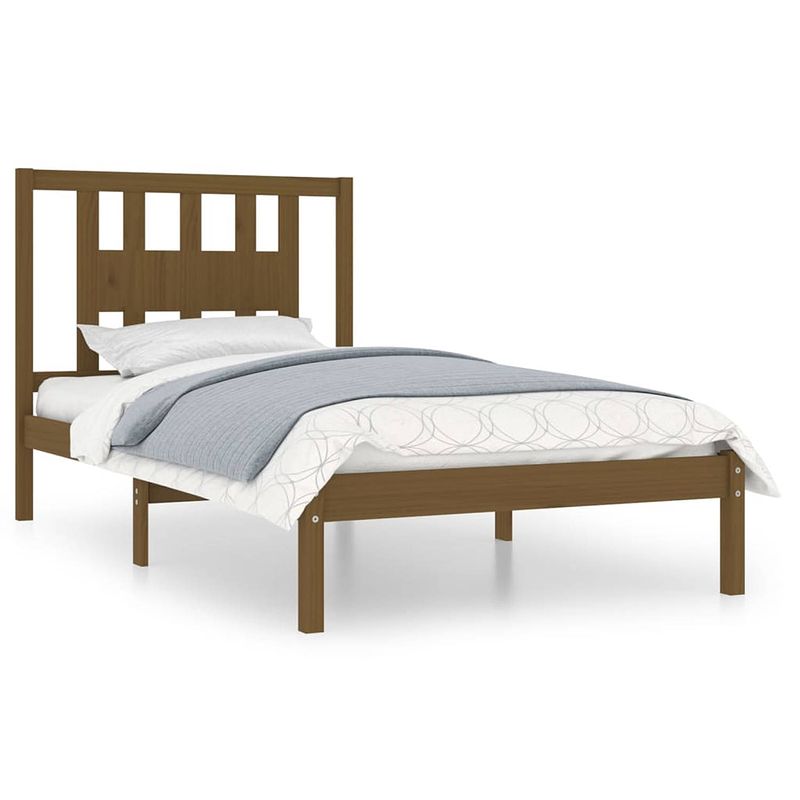 Foto van The living store - klassiek houten bedframe - bedden - 205.5 x 106 x 100 cm - honingbruin