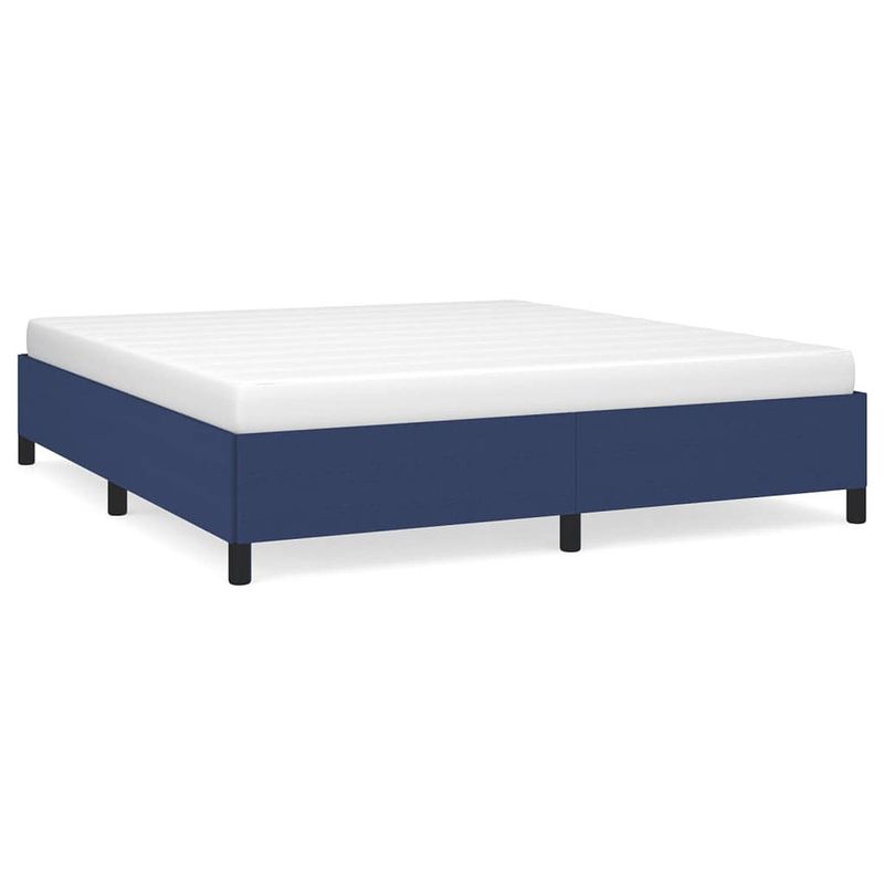 Foto van The living store bedframe - blauw - 203 x 163 x 35 cm - stof/multiplex - geschikt voor 160 x 200 cm matras