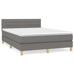 Foto van The living store boxspringbed - - bed - 193 x 144 x 78/88 cm - donkergrijs - stof - duurzaam