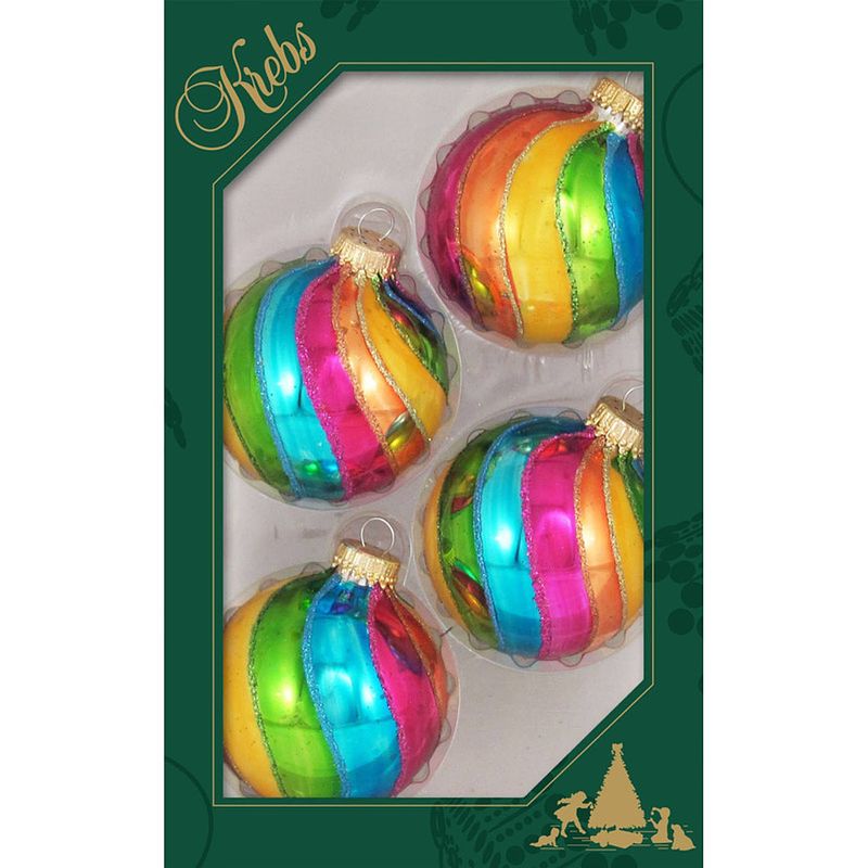 Foto van 4x luxe gekleurde glazen kerstballen 7 cm kerstboomversiering - kerstbal