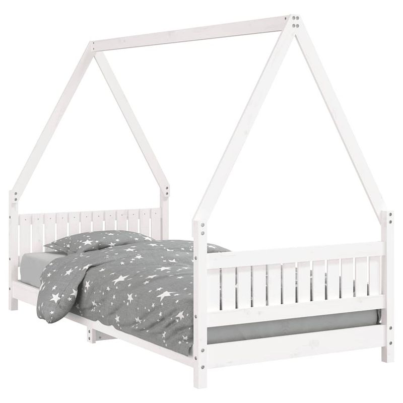 Foto van Vidaxl kinderbedframe 90x200 cm massief grenenhout wit