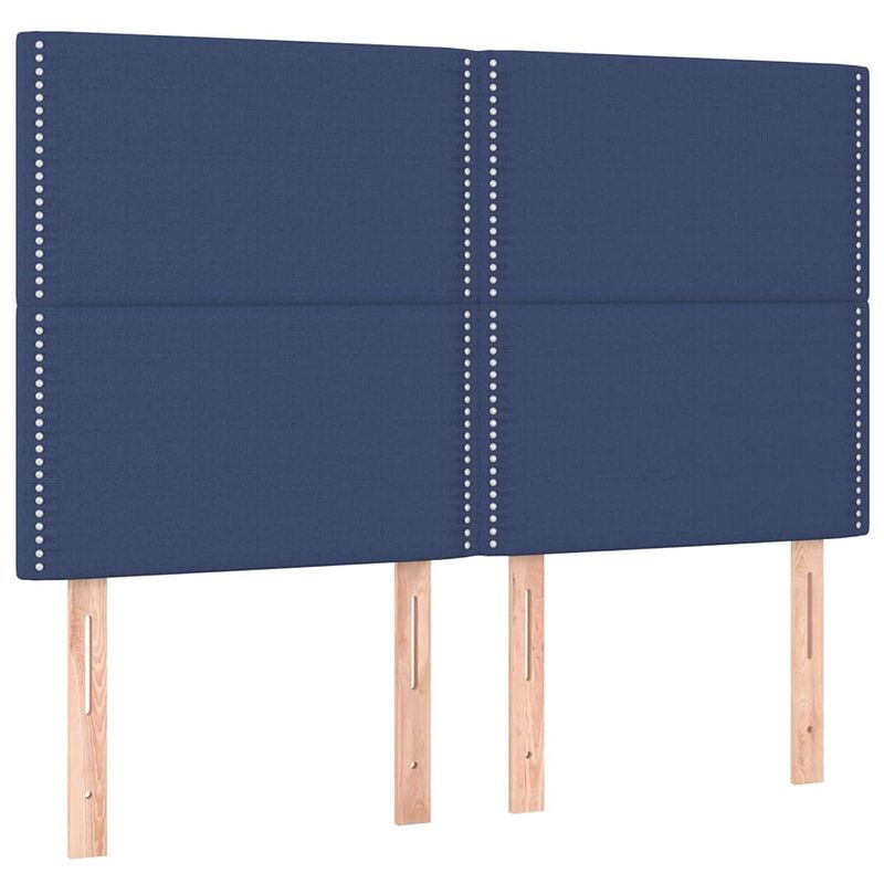 Foto van The living store klassiek hoofdbord - blauw - 144 x 5 x 118/128 cm - stijlvol design - stevige poten - verstelbare