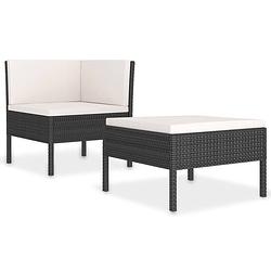 Foto van Vidaxl 2-delige loungeset met kussens poly rattan zwart