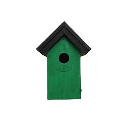 Foto van Houten vogelhuisje/nestkastje 22 cm - zwart/groen dhz schilderen pakket - vogelhuisjes