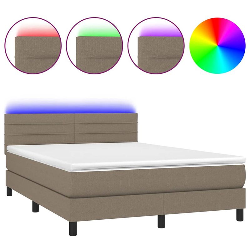 Foto van The living store boxspring bed - led - 140x190 cm - pocketvering matras - huidvriendelijk topmatras