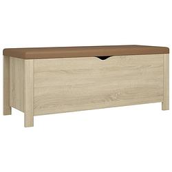 Foto van The living store opbergbox sonoma eiken - 105 x 40 x 45 cm - met kussen