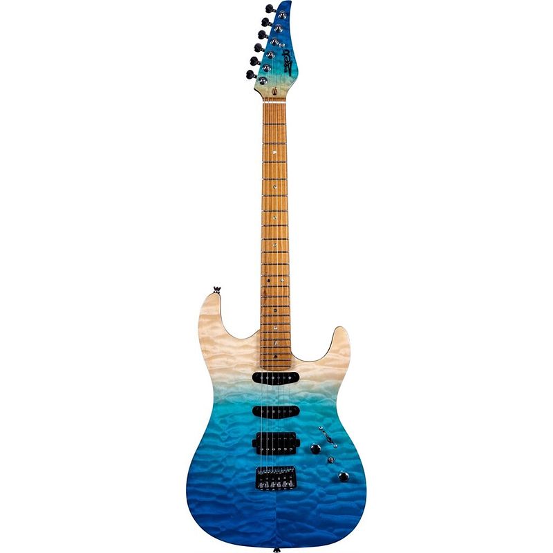 Foto van Jet guitars js-1000 quilted transparent blue elektrische gitaar
