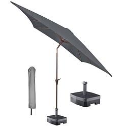 Foto van Kopu® vierkante parasol malaga 200x200 cm met hoes en voet - grey