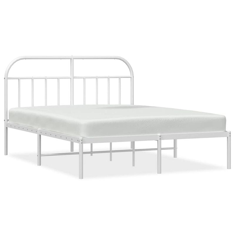 Foto van Vidaxl bedframe met hoofdbord metaal wit 140x190 cm