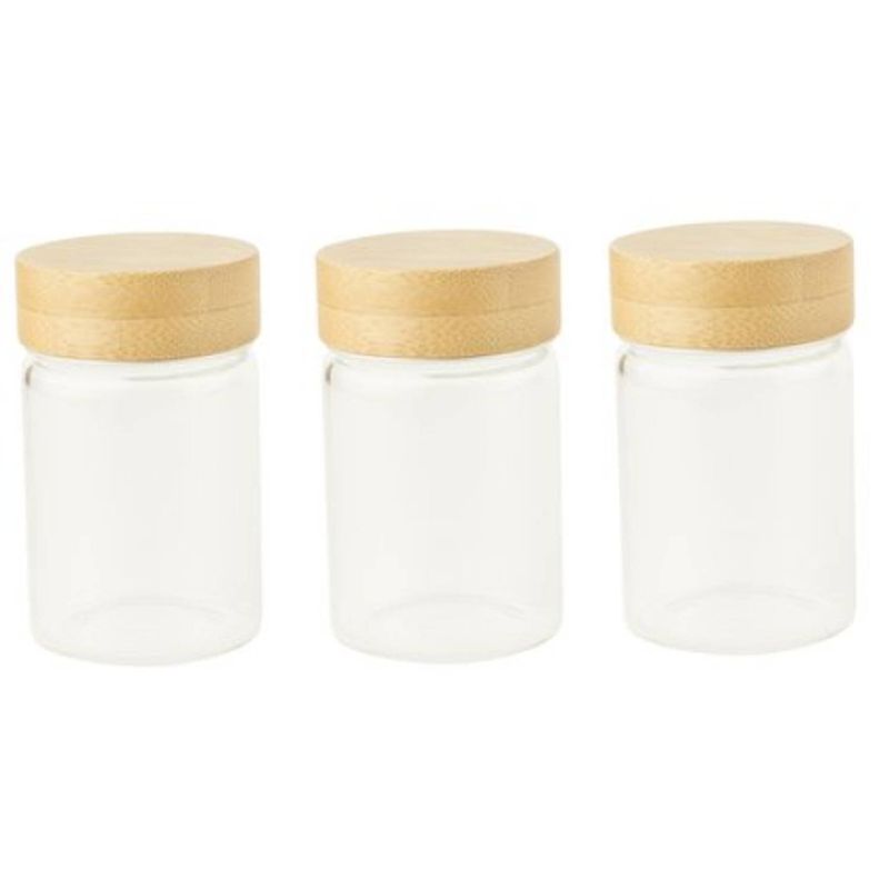 Foto van Pebbly - kruidenpotjes, set van 3 stuks, bamboe, 750 ml - pebbly