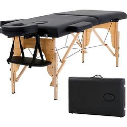 Foto van Bestmassage massagetafel - draagbaar massagebed - 186 cm - hoogte verstelbaar - gezichtskussen - draagtas - zwart