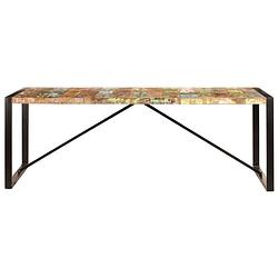 Foto van The living store keukentafel - antieke stijl - massief gerecycled hout - 220 x 100 x 75 cm