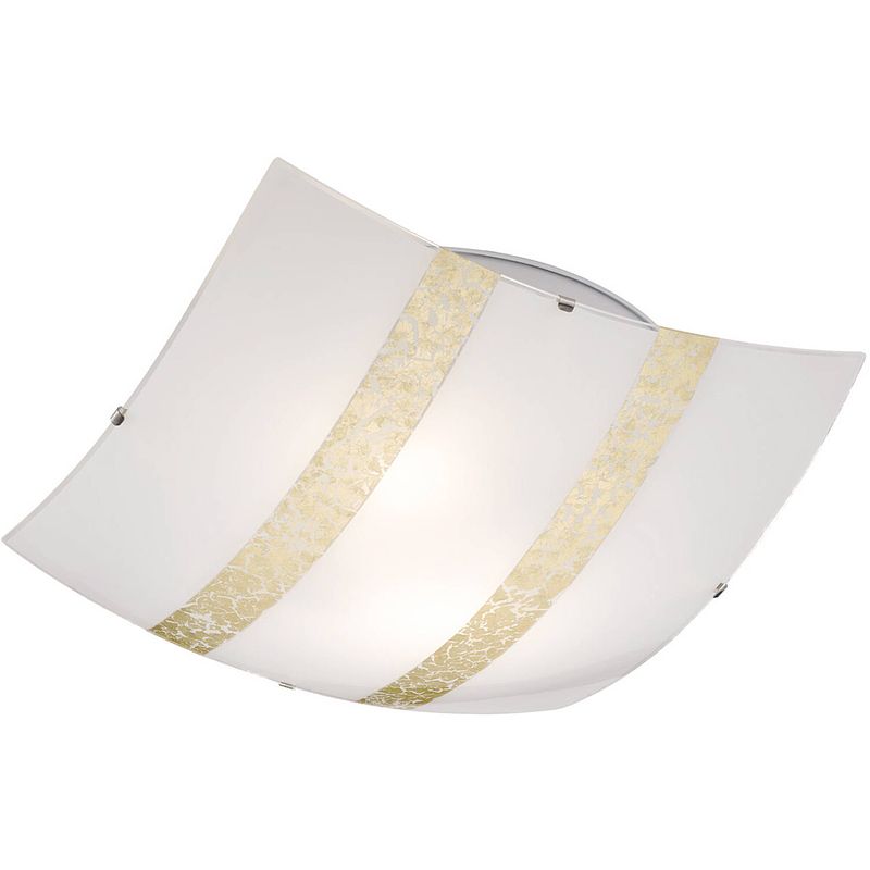 Foto van Led plafondlamp - plafondverlichting - trion niki - e27 fitting - 2-lichts - vierkant - mat goud - glas