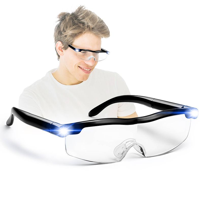 Foto van Vergrootglas bril - loepbril met led verlichting - vergrootbril - incl. opberghoes!