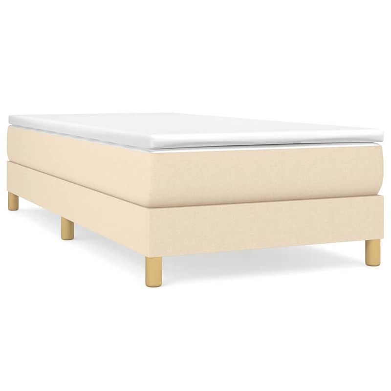 Foto van The living store boxspringframe - crème - 203 x 90 x 25 cm - stof (100% polyester) - multiplex